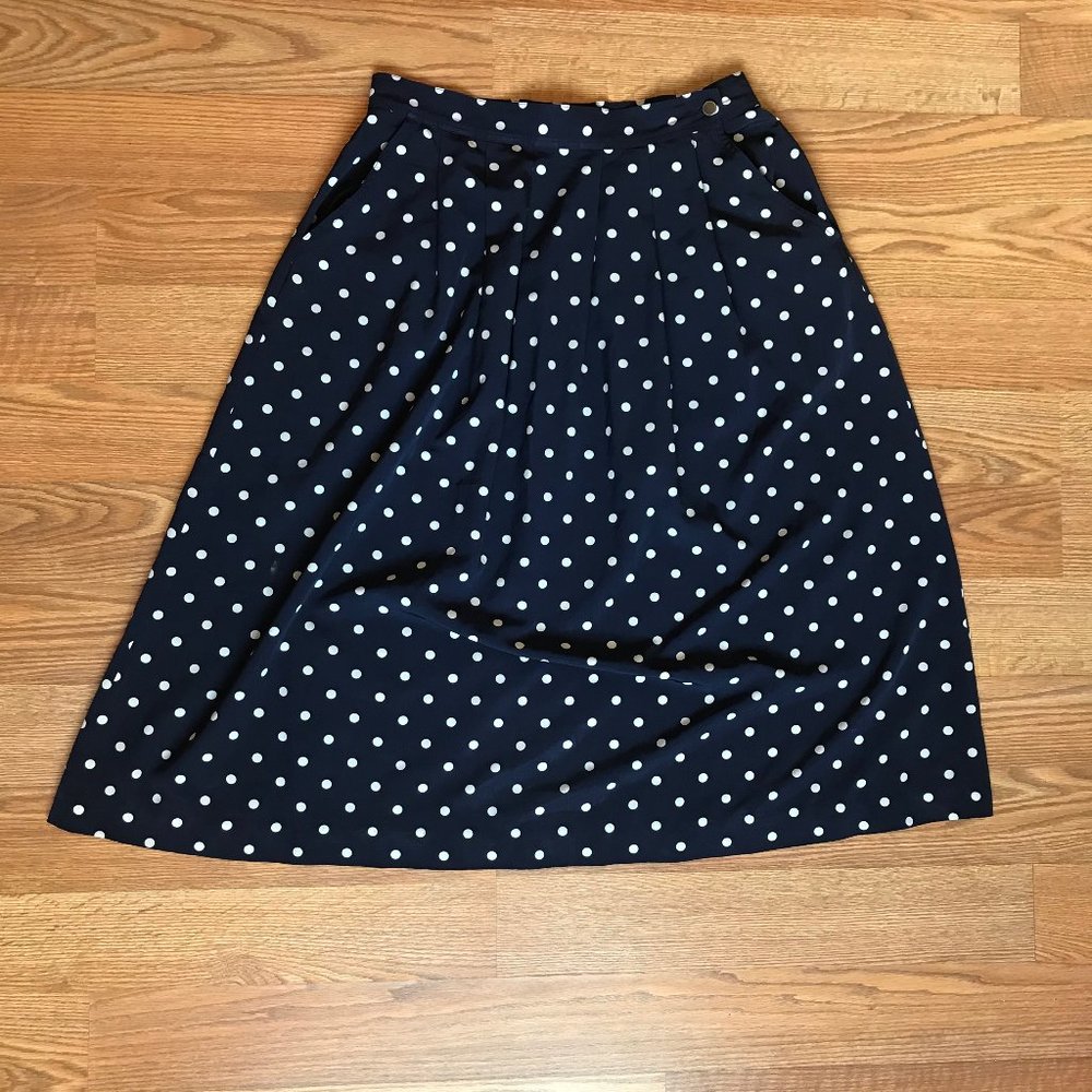 Vintage Navy 80s Does 50s 40s Pleated Skirt